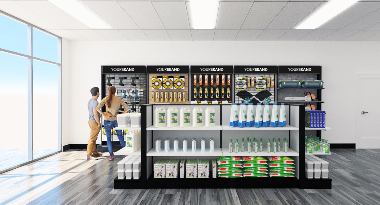 Retail Store Gondola Floor and Wall Modular Product Displays