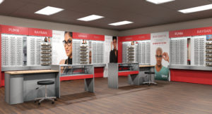 Optical Store Modular Counters With Wall Eyewear Display