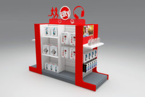 Freestanding Floor Gondola with Slatwall and Shelves